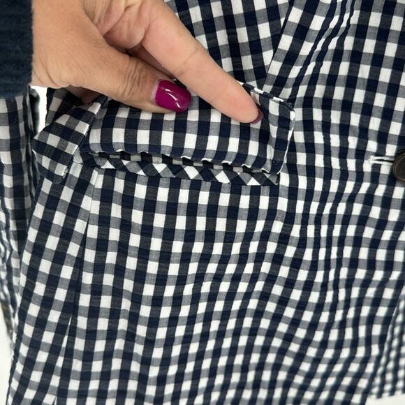 J.Crew Gingham blue white Blazer nautical preppy casual vacation office size 2 - Picture 7 of 11